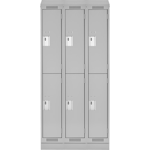 Clean Line Lockers, 2 -tier, Bank of 3, 36" x 18" x 82", Steel, Grey, Rivet (Assembled) Solutions industrielles ALPHA