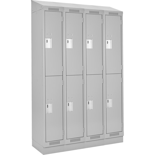 Clean Line Lockers, 2 -tier, Bank of 4, 48" x 18" x 82", Steel, Grey, Rivet (Assembled) Solutions industrielles ALPHA