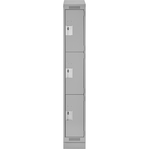 Clean Line Lockers, 3 -tier, 12" x 18" x 82", Steel, Grey, Rivet (Assembled) Solutions industrielles ALPHA