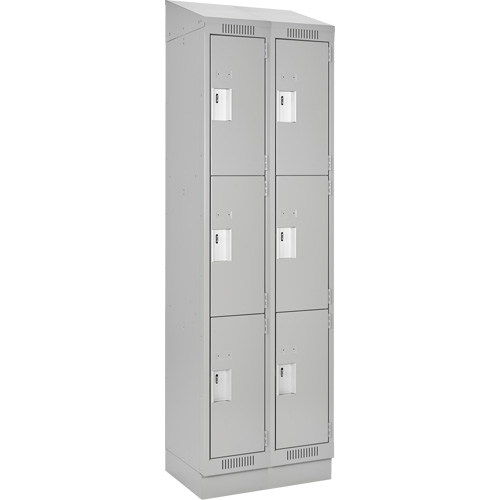 Clean Line Lockers, 3 -tier, Bank of 2, 24" x 18" x 82", Steel, Grey, Rivet (Assembled) Solutions industrielles ALPHA