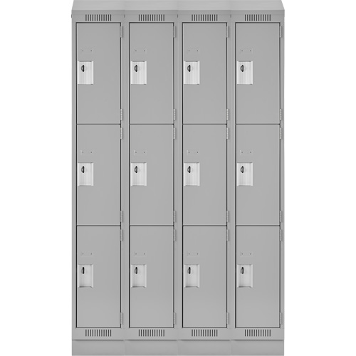 Clean Line Lockers, 3 -tier, Bank of 4, 48" x 18" x 82", Steel, Grey, Rivet (Assembled) Solutions industrielles ALPHA
