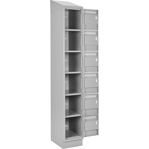 Clean Line Lockerette, 6 -tier, Bank of 3, 36" x 18" x 82", Steel, Grey, Rivet (Assembled) Solutions industrielles ALPHA