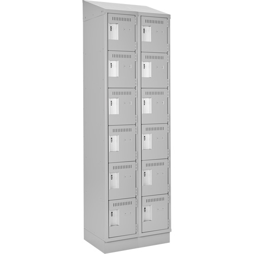 Clean Line Lockerette, 6 -tier, Bank of 2, 24" x 18" x 82", Steel, Grey, Rivet (Assembled) Solutions industrielles ALPHA