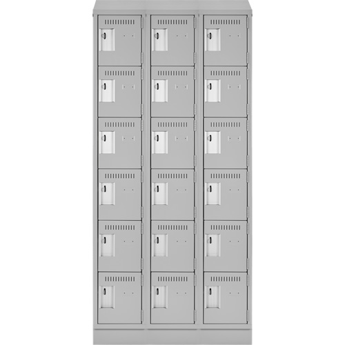 Clean Line Lockerette, 6 -tier, Bank of 3, 36" x 18" x 82", Steel, Grey, Rivet (Assembled) Solutions industrielles ALPHA