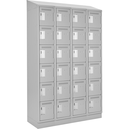 Clean Line Lockerette, 6 -tier, Bank of 4, 48" x 18" x 82", Steel, Grey, Rivet (Assembled) Solutions industrielles ALPHA