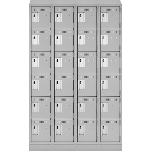 Clean Line Lockerette, 6 -tier, Bank of 4, 48" x 18" x 82", Steel, Grey, Rivet (Assembled) Solutions industrielles ALPHA