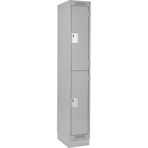 Clean Line Lockers, 2 -tier, 12" x 18" x 76", Steel, Grey, Rivet (Assembled) Solutions industrielles ALPHA
