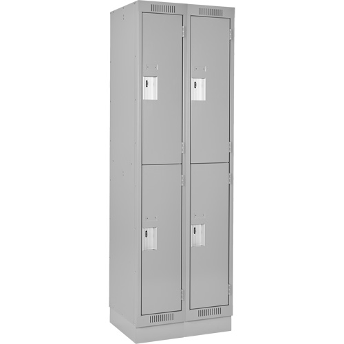 Clean Line Lockers, 2 -tier, Bank of 2, 24" x 18" x 76", Steel, Grey, Rivet (Assembled) Solutions industrielles ALPHA