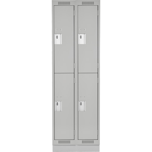 Clean Line Lockers, 2 -tier, Bank of 2, 24" x 18" x 76", Steel, Grey, Rivet (Assembled) Solutions industrielles ALPHA