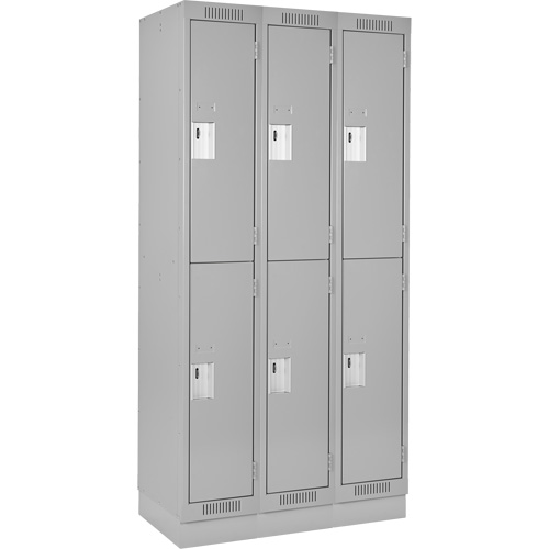 Clean Line Lockers, 2 -tier, Bank of 3, 36" x 18" x 76", Steel, Grey, Rivet (Assembled) Solutions industrielles ALPHA