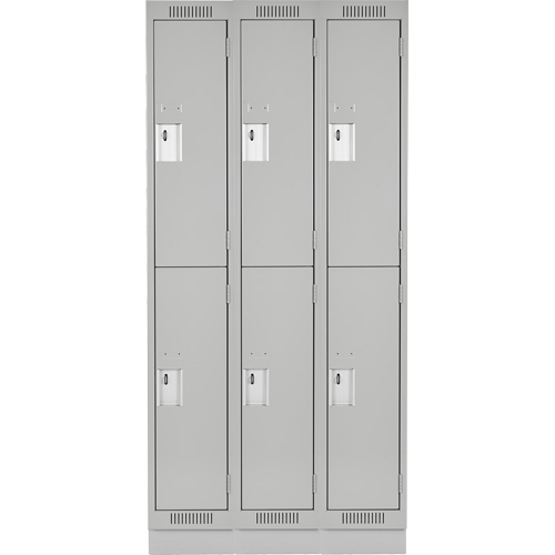 Clean Line Lockers, 2 -tier, Bank of 3, 36" x 18" x 76", Steel, Grey, Rivet (Assembled) Solutions industrielles ALPHA