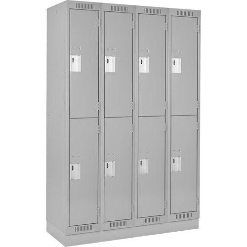 Clean Line Lockers, 2 -tier, Bank of 4, 48" x 18" x 76", Steel, Grey, Rivet (Assembled) Solutions industrielles ALPHA
