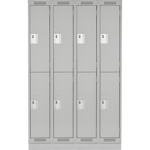 Clean Line Lockers, 2 -tier, Bank of 4, 48" x 18" x 76", Steel, Grey, Rivet (Assembled) Solutions industrielles ALPHA