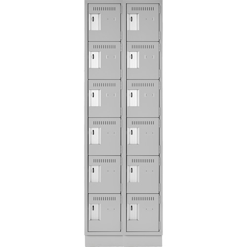 Clean Line Lockerette, 6 -tier, Bank of 2, 24" x 18" x 76", Steel, Grey, Rivet (Assembled) Solutions industrielles ALPHA