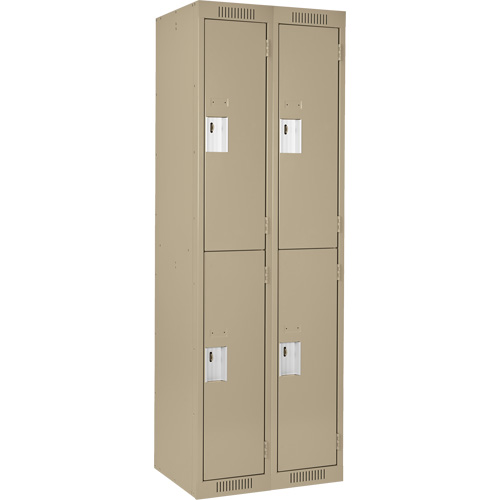 Clean Line Lockers, 2 -tier, Bank of 2, 24" x 18" x 72", Steel, Beige, Rivet (Assembled) Solutions industrielles ALPHA