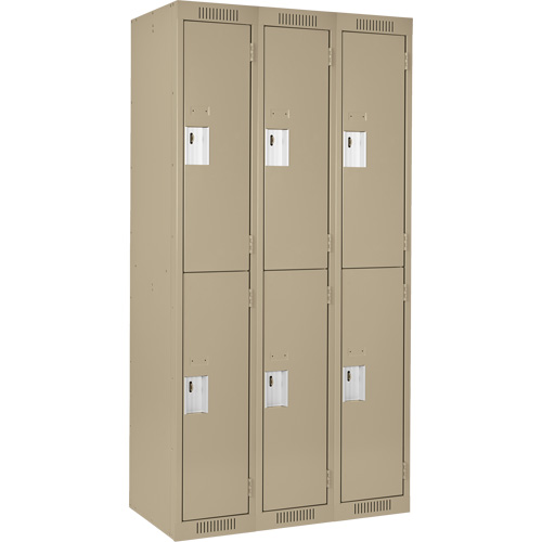 Clean Line Lockers, 2 -tier, Bank of 3, 36" x 18" x 72", Steel, Beige, Rivet (Assembled) Solutions industrielles ALPHA