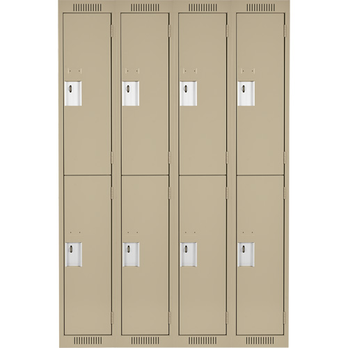 Clean Line Lockers, 2 -tier, Bank of 4, 48" x 18" x 72", Steel, Beige, Rivet (Assembled) Solutions industrielles ALPHA