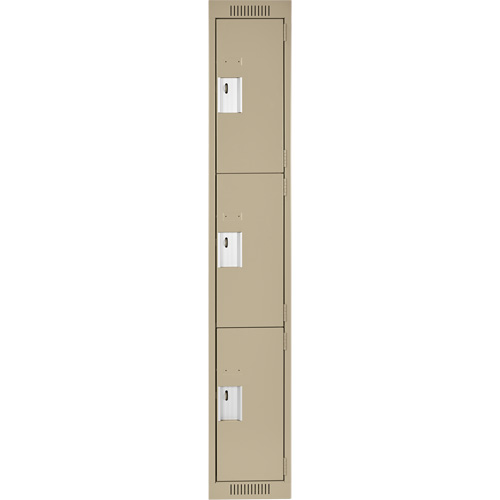 Casiers Clean Line, 3 niveaux, 12" x 18" x 72", Acier, Beige, Rivet (assembl&eacute;) Solutions industrielles ALPHA