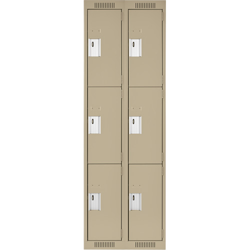 Casiers Clean Line, 3 niveaux, Bloc de 2, 24" x 18" x 72", Acier, Beige, Rivet (assembl&eacute;) Solutions industrielles ALPHA
