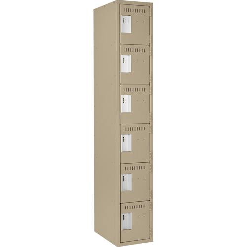 Petits casiers Clean Line, 6 niveaux, 12" x 18" x 72", Acier, Beige, Rivet (assembl&eacute;) Solutions industrielles ALPHA