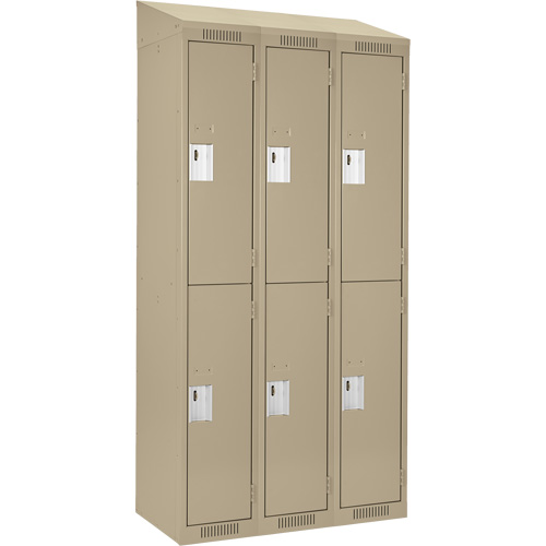Clean Line Lockers, 2 -tier, Bank of 3, 36" x 18" x 78", Steel, Beige, Rivet (Assembled) Solutions industrielles ALPHA