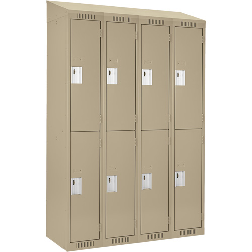 Clean Line Lockers, 2 -tier, Bank of 4, 48" x 18" x 78", Steel, Beige, Rivet (Assembled) Solutions industrielles ALPHA