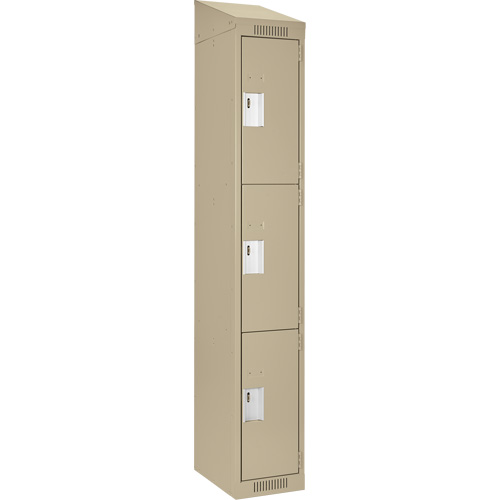 Casiers Clean Line, 3 niveaux, 12" x 18" x 78", Acier, Beige, Rivet (assembl&eacute;) Solutions industrielles ALPHA