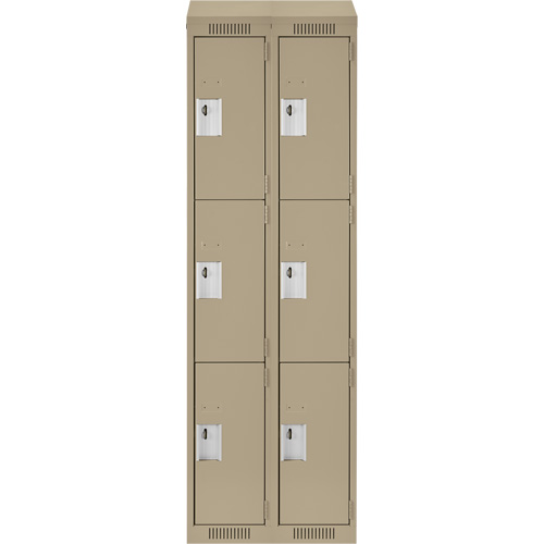 Clean Line Lockers, 3 -tier, Bank of 2, 24" x 18" x 78", Steel, Beige, Rivet (Assembled) Solutions industrielles ALPHA