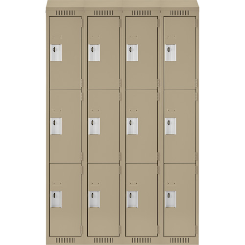 Clean Line Lockers, 3 -tier, Bank of 4, 48" x 18" x 78", Steel, Beige, Rivet (Assembled) Solutions industrielles ALPHA