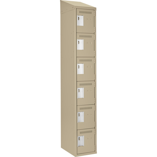 Petits casiers Clean Line, 6 niveaux, 12" x 18" x 78", Acier, Beige, Rivet (assembl&eacute;) Solutions industrielles ALPHA