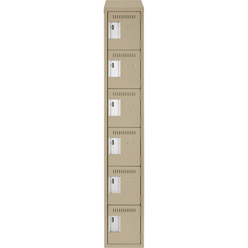 Petits casiers Clean Line, 6 niveaux, 12" x 18" x 78", Acier, Beige, Rivet (assembl&eacute;) Solutions industrielles ALPHA