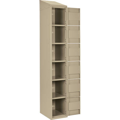 Clean Line Lockerette, 6 -tier, Bank of 4, 48" x 18" x 78", Steel, Beige, Rivet (Assembled) Solutions industrielles ALPHA