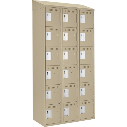 Clean Line Lockerette, 6 -tier, Bank of 3, 36" x 18" x 78", Steel, Beige, Rivet (Assembled) Solutions industrielles ALPHA