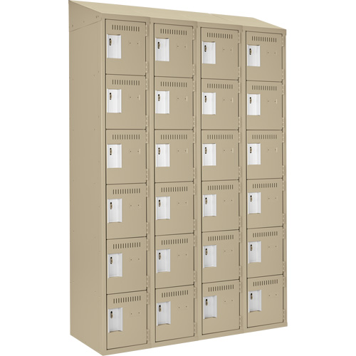 Clean Line Lockerette, 6 -tier, Bank of 4, 48" x 18" x 78", Steel, Beige, Rivet (Assembled) Solutions industrielles ALPHA
