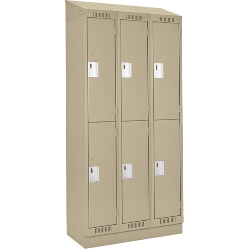 Clean Line Lockers, 2 -tier, Bank of 3, 36" x 18" x 82", Steel, Beige, Rivet (Assembled) Solutions industrielles ALPHA
