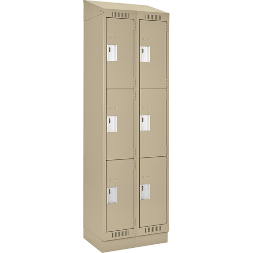 Clean Line Lockers, 3 -tier, Bank of 2, 24" x 18" x 82", Steel, Beige, Rivet (Assembled) Solutions industrielles ALPHA