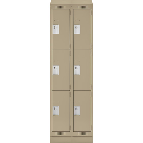 Clean Line Lockers, 3 -tier, Bank of 2, 24" x 18" x 82", Steel, Beige, Rivet (Assembled) Solutions industrielles ALPHA