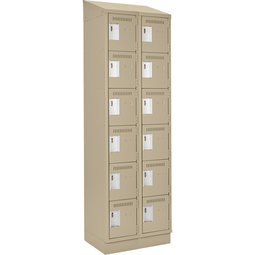 Clean Line Lockerette , 6 -tier, Bank of 2, 24" x 18" x 82", Steel, Beige, Rivet (Assembled) Solutions industrielles ALPHA