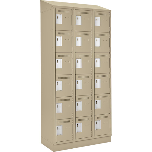 Clean Line Lockerette , 6 -tier, Bank of 3, 36" x 18" x 82", Steel, Beige, Rivet (Assembled) Solutions industrielles ALPHA