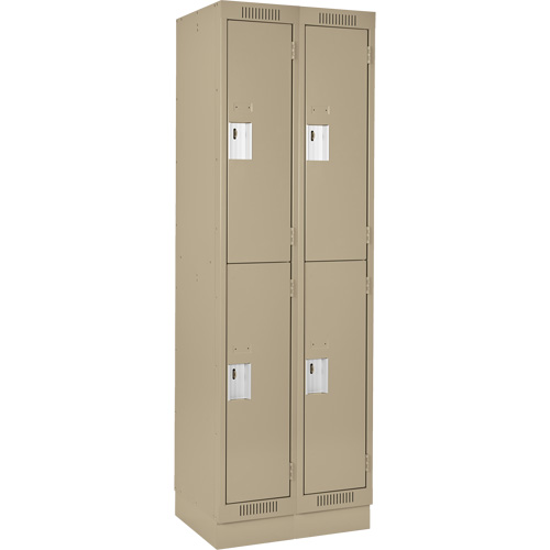 Clean Line Lockers, 2 -tier, Bank of 2, 24" x 18" x 76", Steel, Beige, Rivet (Assembled) Solutions industrielles ALPHA