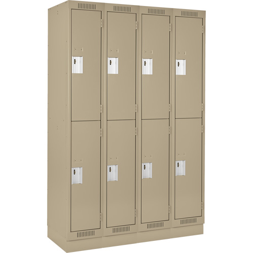 Clean Line Lockers, 2 -tier, Bank of 4, 48" x 18" x 76", Steel, Beige, Rivet (Assembled) Solutions industrielles ALPHA
