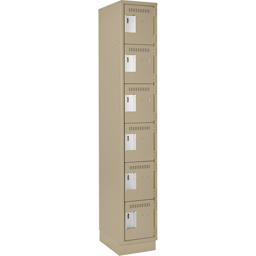 Clean Line Lockerette, 6 -tier, 12" x 18" x 76", Steel, Beige, Rivet (Assembled) Solutions industrielles ALPHA