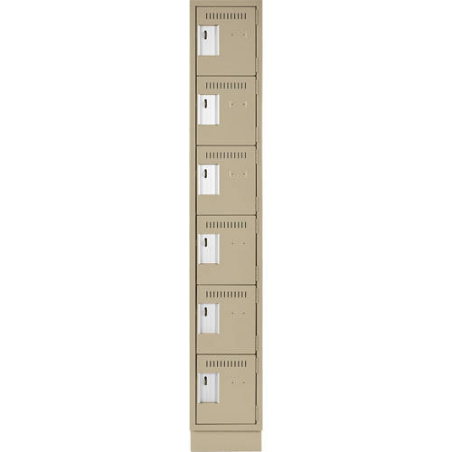 Clean Line Lockerette, 6 -tier, 12" x 18" x 76", Steel, Beige, Rivet (Assembled) Solutions industrielles ALPHA