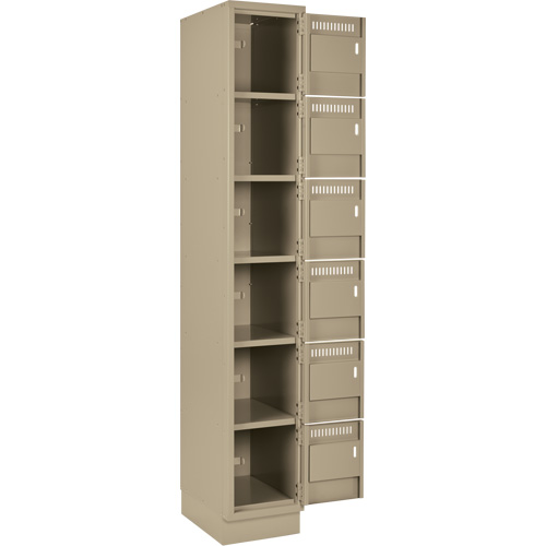 Clean Line Lockerette, 6 -tier, Bank of 4, 48" x 18" x 76", Steel, Beige, Rivet (Assembled) Solutions industrielles ALPHA