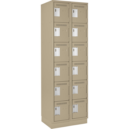 Clean Line Lockerette, 6 -tier, Bank of 2, 24" x 18" x 76", Steel, Beige, Rivet (Assembled) Solutions industrielles ALPHA