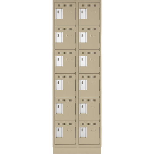 Clean Line Lockerette, 6 -tier, Bank of 2, 24" x 18" x 76", Steel, Beige, Rivet (Assembled) Solutions industrielles ALPHA
