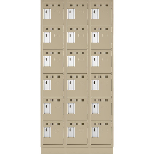 Clean Line Lockerette, 6 -tier, Bank of 3, 36" x 18" x 76", Steel, Beige, Rivet (Assembled) Solutions industrielles ALPHA