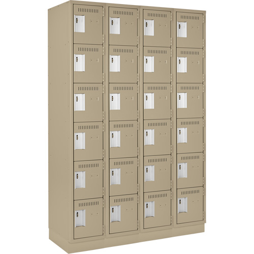 Clean Line Lockerette, 6 -tier, Bank of 4, 48" x 18" x 76", Steel, Beige, Rivet (Assembled) Solutions industrielles ALPHA