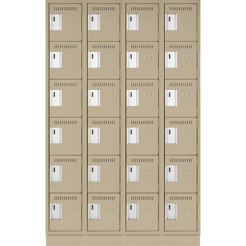 Clean Line Lockerette, 6 -tier, Bank of 4, 48" x 18" x 76", Steel, Beige, Rivet (Assembled) Solutions industrielles ALPHA