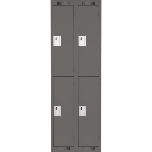 Clean Line Lockers, 2 -tier, Bank of 2, 24" x 18" x 72", Steel, Charcoal, Rivet (Assembled) Solutions industrielles ALPHA